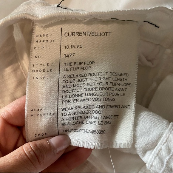 Current/Elliott The Fip Flop Sugar White Jeans Flare Raw Fringe Hem Edgy  Sz 25 - Picture 13 of 15